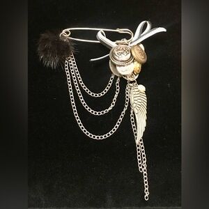 Punk Maximalist Chain Charms Buttons Brooch Pin
